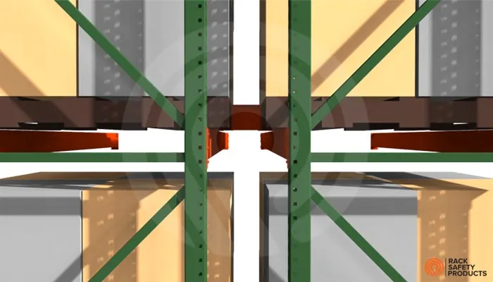 View along the longitudinal flue with Flue Guard spanning the back-to-back beams and the flue left clear